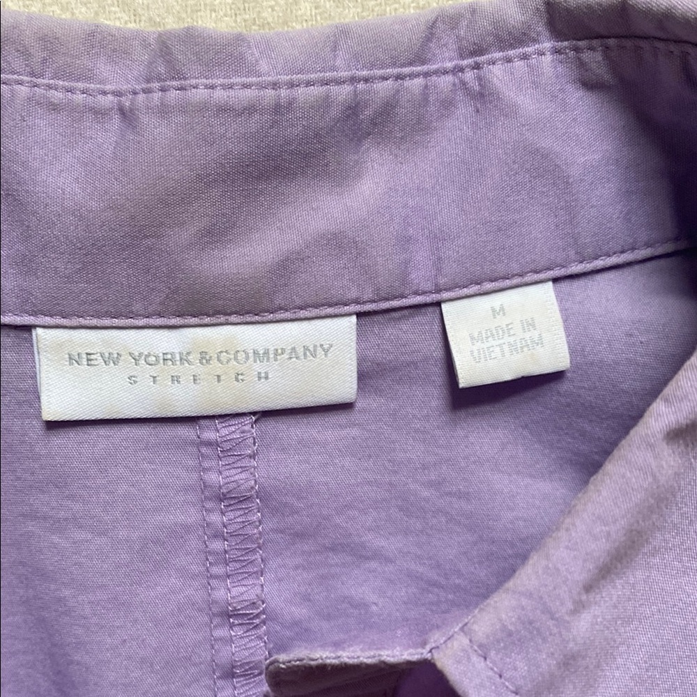 NY&Co Lavender Ruched-Front Long Sleeve Shirt Women's Size Medium - Picture 6 of 13